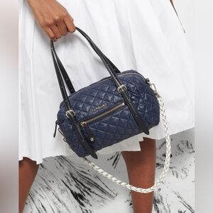 MZ Wallace Small Crosby Barrel Crossbody – Dawn/White Nylon with Multiple Straps